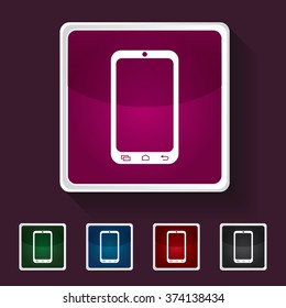 Icon of smart phone on Multicolored Squares. Eps-10.