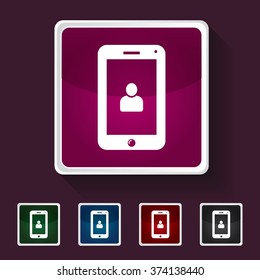 Icon of smart phone on Multicolored Squares. Eps-10.