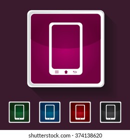 Icon of smart phone on Multicolored Squares. Eps-10.