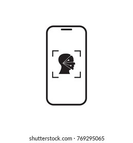 Icon Smart Phone Scan Face Recognition System Biometric Identification Concept Vector Illustration