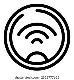 Ícone de um aspirador robô inteligente usando wi fi para navegação
