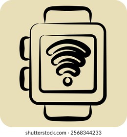 Icon Smart Watch. related to Dropshipping symbol. hand drawn style. design editable