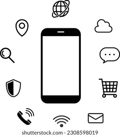 a lot of icon and smartphone