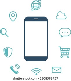 a lot of icon and smartphone