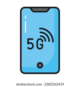 Icono de smartphone con tecnología de red 5G en estilo moderno, listo para usar vector