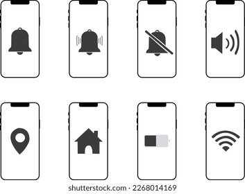 Icono de notificación de ์์์ batería de smartphone e Internet