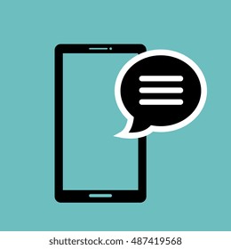 icon smartphone bubble speech graphic isolated