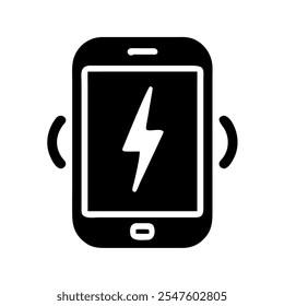 Icon of a smartphone with a charging bolt, representing mobile power or energy.
