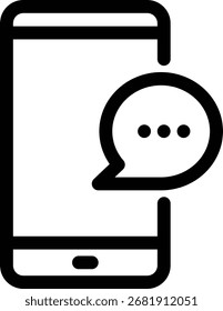 Icon of a smartphone with a chat bubble, symbolizing mobile messaging and communication. Perfect for apps, social media, and customer support