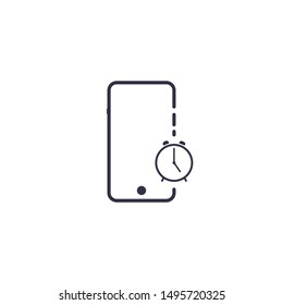 Icon of smartphone with clock watch. Geometric shape element. Abstract EPS 10 illustration. Concept vector sign.