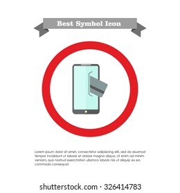 Icon of smartphone and credit card inserted into its screen