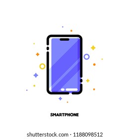 Icon of smartphone with huge display with purple screen for gadget concept. Flat filled outline style. Pixel perfect 64x64. Editable stroke