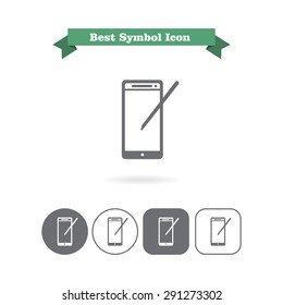 Icon of smartphone with stylus