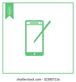Icon of smartphone with stylus
