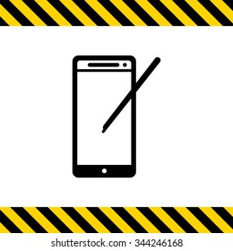Icon of smartphone with stylus