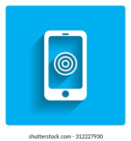 Icon of smartphone with tap sign in screen