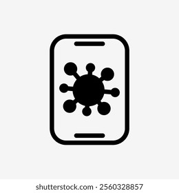 Icon Smartphone with virus. Technology and system concept, Semi Solid style.