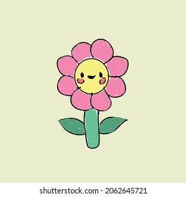 icono sonriente dibujo de flor facial lindo vector