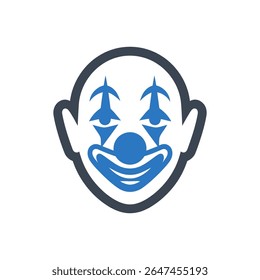 Ícone de um rosto de palhaço sorridente