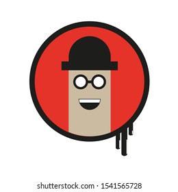 Icon smiling ghost in a hat