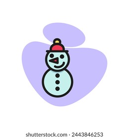 Icon of smiling snowman. Cartoon character, Frosty, leisure. Winter activity concept. Can be used for topics like winter, holiday, vacation.