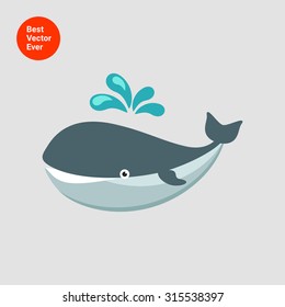 Icon Of Smiling Whale Spouting Water