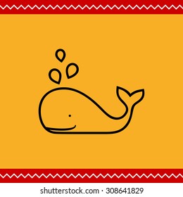 Icon of smiling whale with water fountain