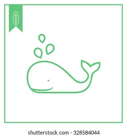 Icon of smiling whale with water fountain
