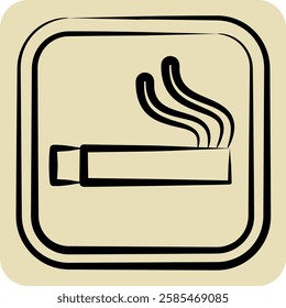 Icon Smoking Area. related to Public symbol. hand drawn style. design editable