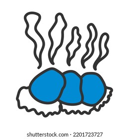 Icon Of Smoking Cutlet On Plate. Editable Bold Outline With Color Fill Design. Vector Illustration.