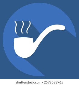 Icon Smoking Pipe. related to Retirement symbol. long shadow style. design editable