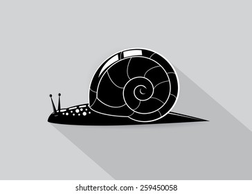 icon. A snail of black color on a gray background