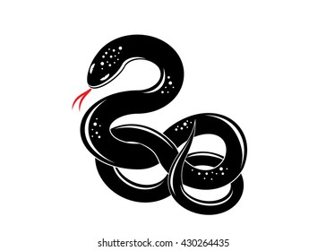 icon snake. A silhouette of a black snake with a white pattern 