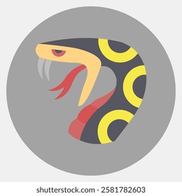 Icon snake. Traditional tattoo elements. Icon in color mate style.