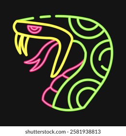 Icon snake. Traditional tattoo elements. Icon in neon style.