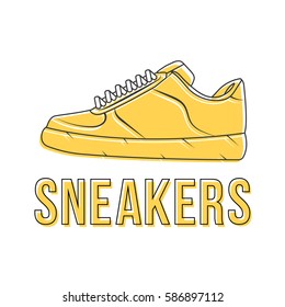 Icon sneakers. Vector isolated image of the shoe. The concept of street art. It can be used as prints, posters, printed materials, videos, mobile apps, web sites and print projects.