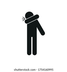 Icon to sneeze into his elbow. Simple vector illustration on a white background.