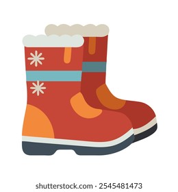 Ícone de botas de neve em vermelho e azul, ideal para temas de roupas de inverno.