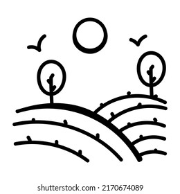 An icon of snow peaks doodle design 

