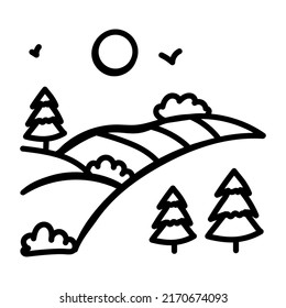 An icon of snow peaks doodle design 

