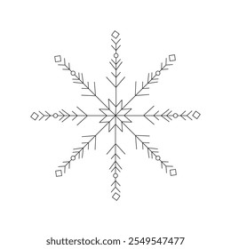 Icon of a snowflake. Contour drawing of a snowflake. Vector illustration.
