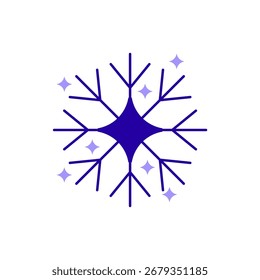 Ícone um floco de neve, isolado contra um fundo limpo.