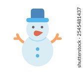 Icon of a snowman with a blue hat, ideal for winter themes.