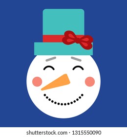 Сhristmas icon with snowman. Isolated vector illustration for winter holidays