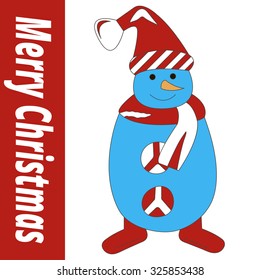 Icon of a snowman in a red cap on a white background
