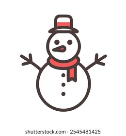 Icon of a snowman with a red hat, capturing winter spirit.
