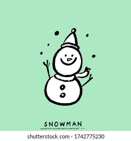 Icon snowman in sketch brush style. Hand drawn cute elements vector illustration. 2
