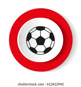 Icon soccer ball on a red background. Vector illustration.