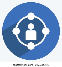 Icon Social Circle. suitable for digital web symbol. long shadow style. simple design editable. design template vector. simple symbol illustration
