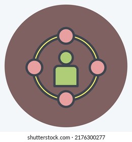 Icono Círculo social. adecuado para símbolo web digital. estilo mate de color. diseño simple editable. vector de plantilla de diseño. ilustración de símbolo simple